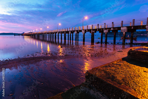 beautiful sunrise at the sea pier