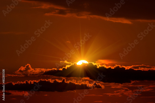 beautiful sunset and clouds.