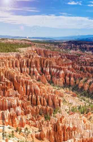 Line of Brown and Yellow Sandstone Cliffs and Pinnacles in Bryce