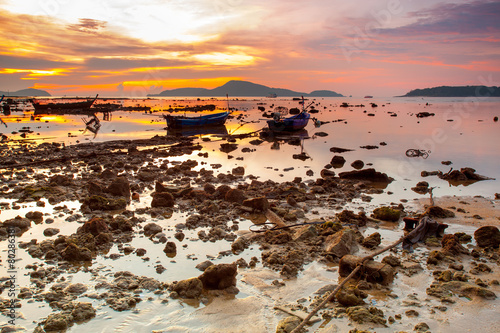 beautiful sunrise at the tropical beach