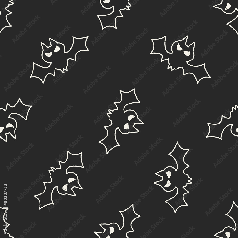 bat doodle drawing seamless pattern background