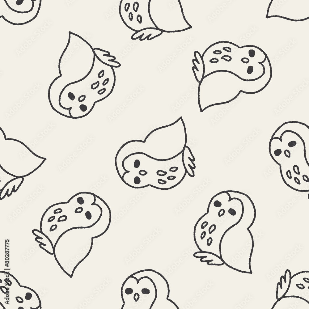 owl doodle drawing seamless pattern background