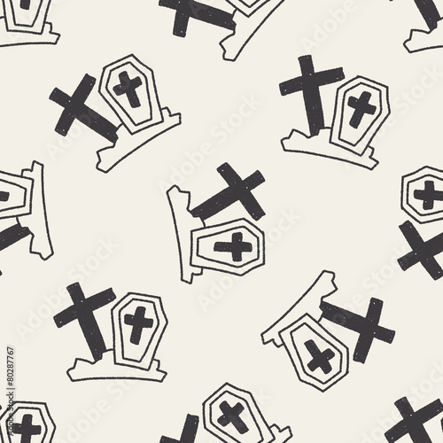 grave doodle drawing seamless pattern background