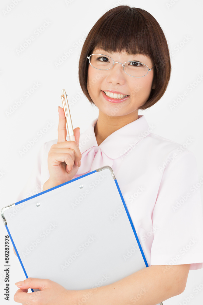 ペン指しするOL女性 ペン指しするOL女性