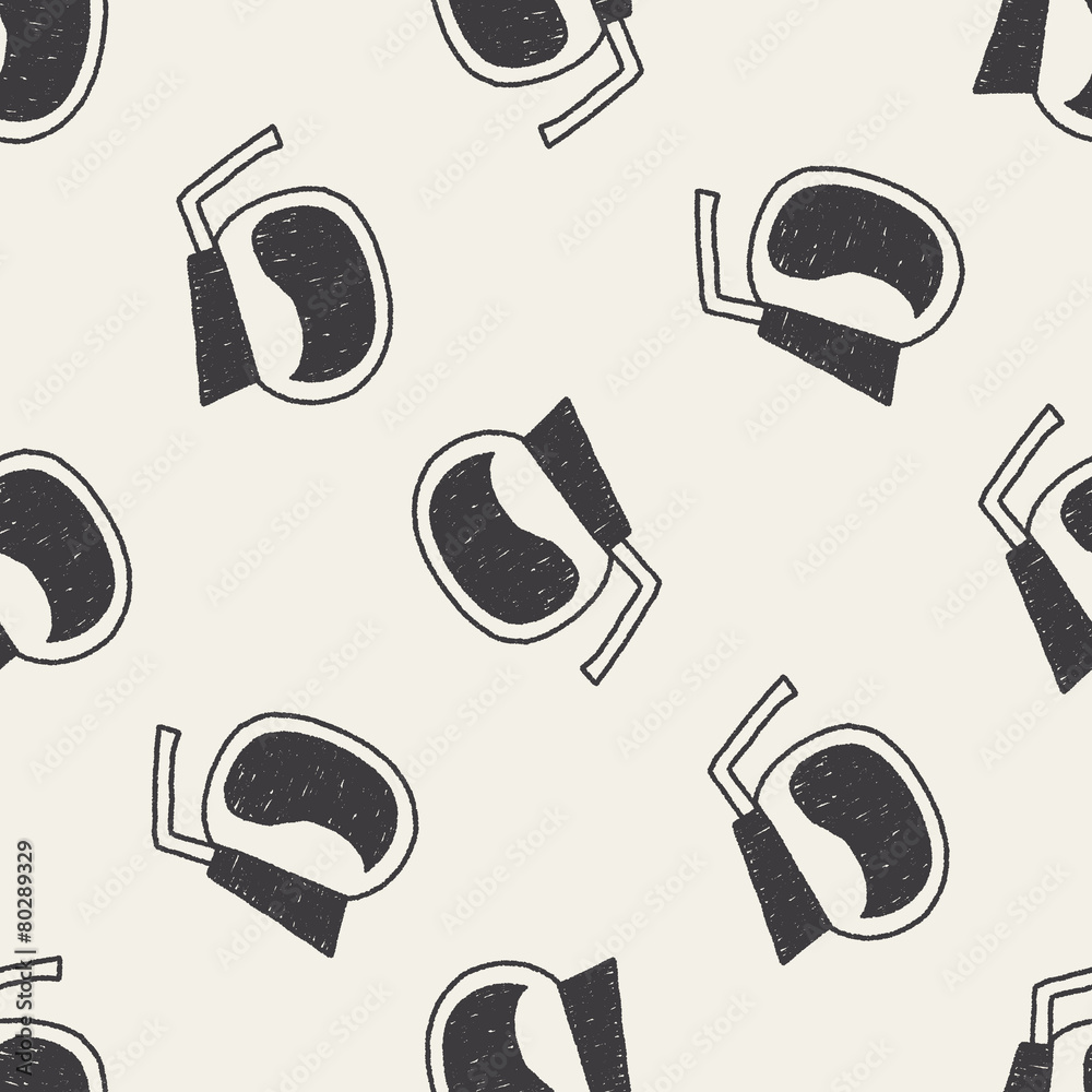 coffee doodle drawing seamless pattern background
