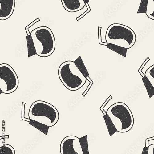 coffee doodle drawing seamless pattern background