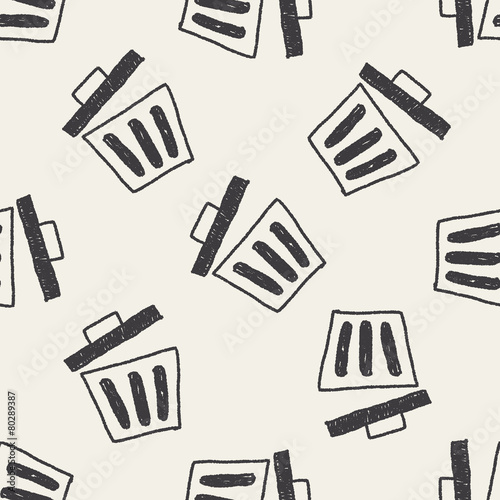trash can doodle drawing seamless pattern background