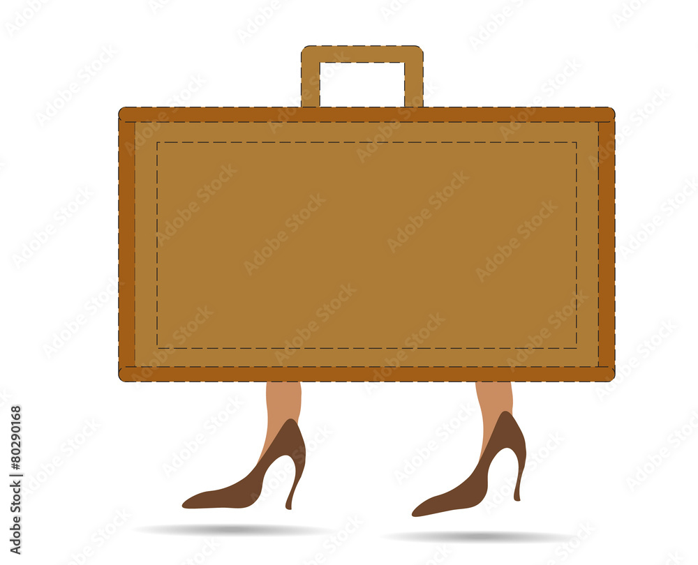 Modern baggage with leg of businesswomen on white background.Vec