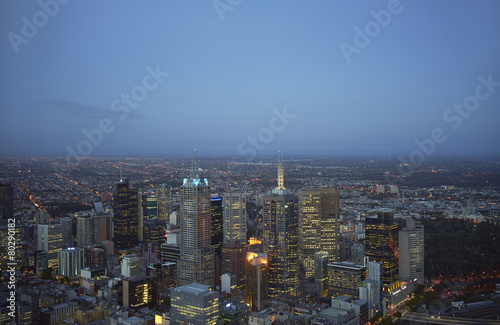 aerial view of Melbourne at night