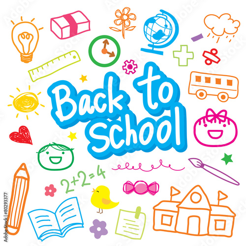 Back To School Draw Kid Cute Cartoon Vector Design