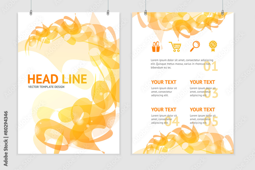 Vector abstract orange geometric brochure flyer design templates