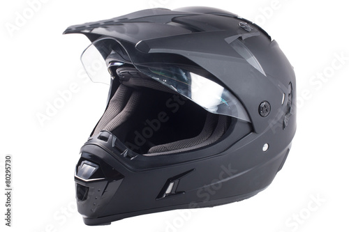 black motorcycle helmet isolated