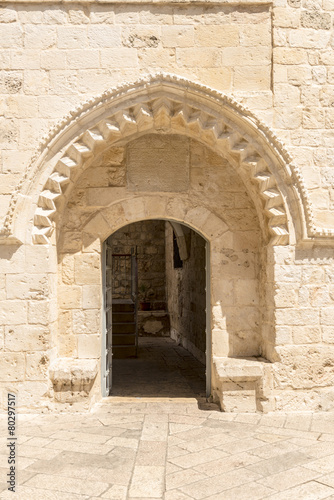 narrow streets of old Jerusalem. Stone houses and arches © rogkoff