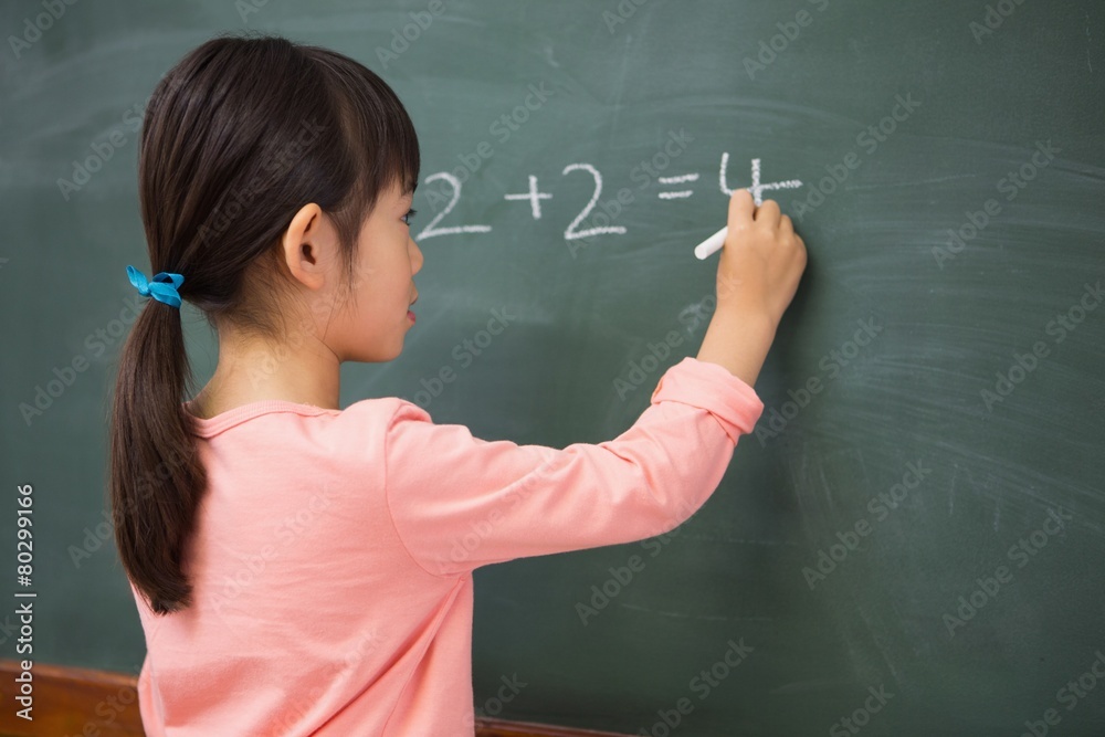 Pupil writing numbers on a blackboard Pupil writing numbers on a blackboard