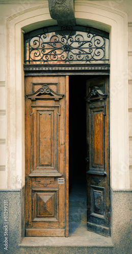 Traditional beautiful wooden old door