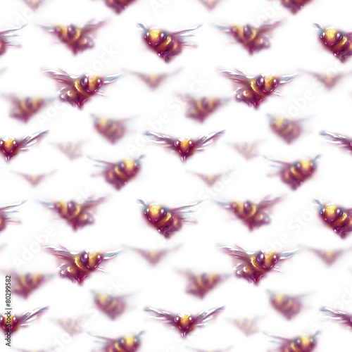 Vector seamless pattern with set of bees © cattleyaart