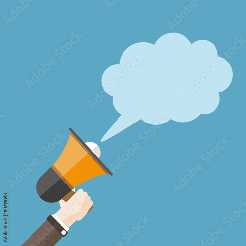 Flat Hand Bullhorn Speech Bubble Cloud