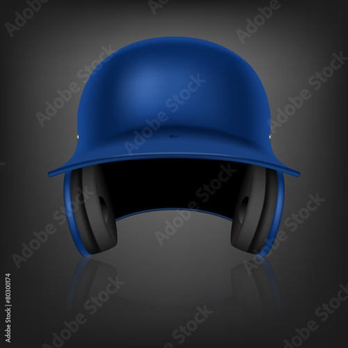 Blue baseball helmet. Vector background.
