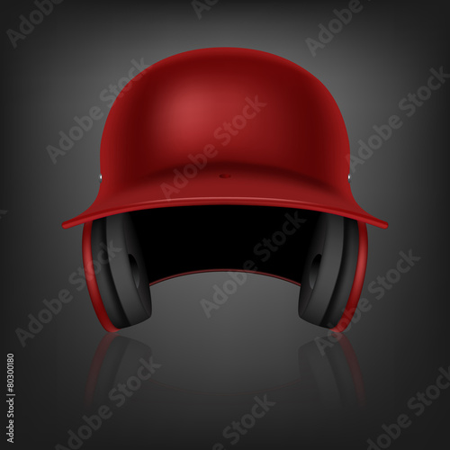 Red baseball helmet. Vector background.