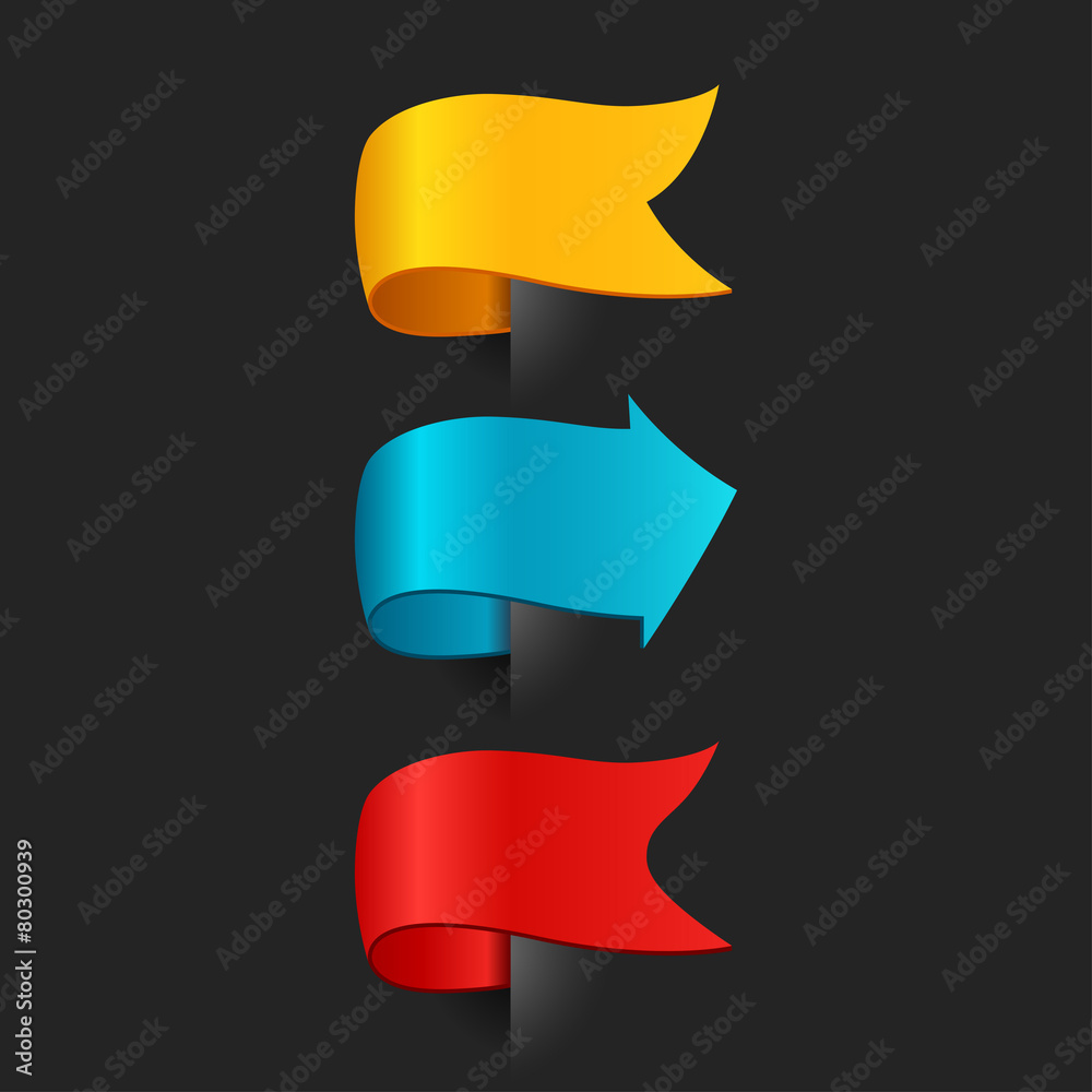 Set of promotional colored ribbons and labels Set of promotional colored ribbons and labels