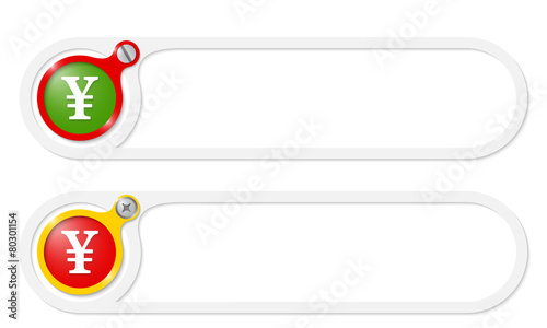 vector buttons with screw and yen symbol