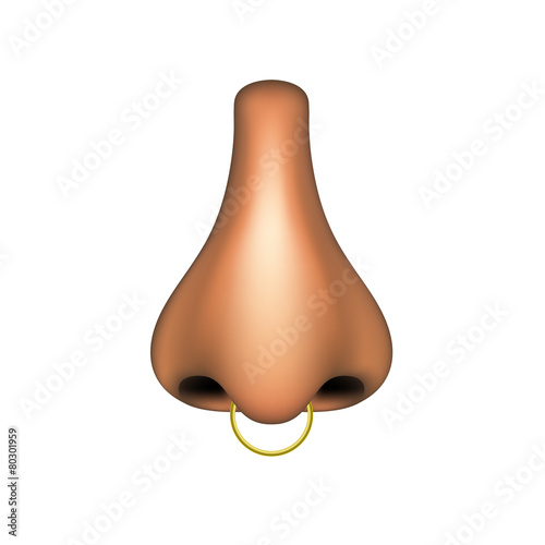 Human nose with golden piercing
