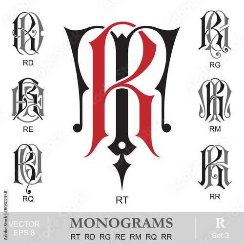 Vintage Monograms RT RD RG RE RM RQ RR