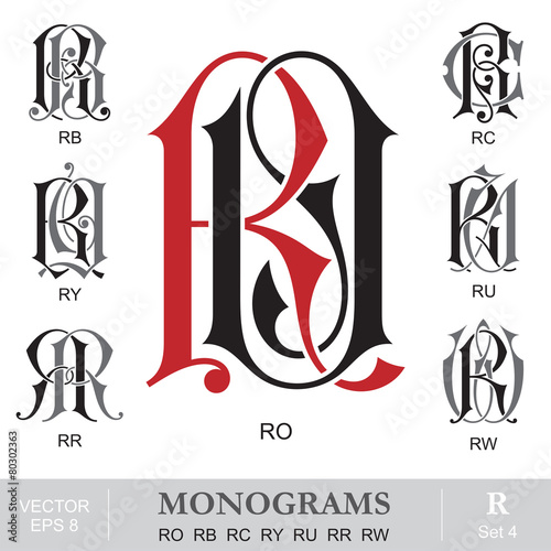 Vintage Monograms RO RB RC RY RU RR RW