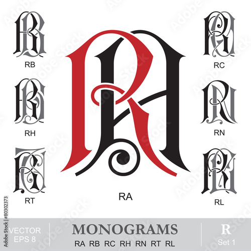 Vintage Monograms RA RB RC RH RN RT RL