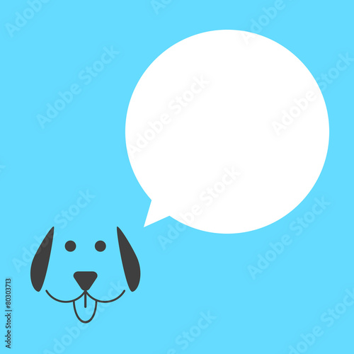 black dog with white speech bubble