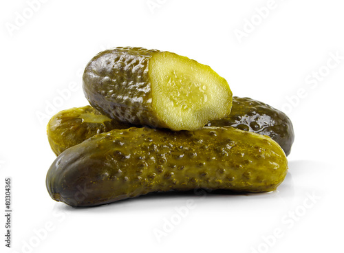 marinated pickled cucumbers isolated on white