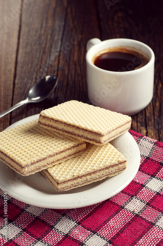 Delicious wafers and coffee