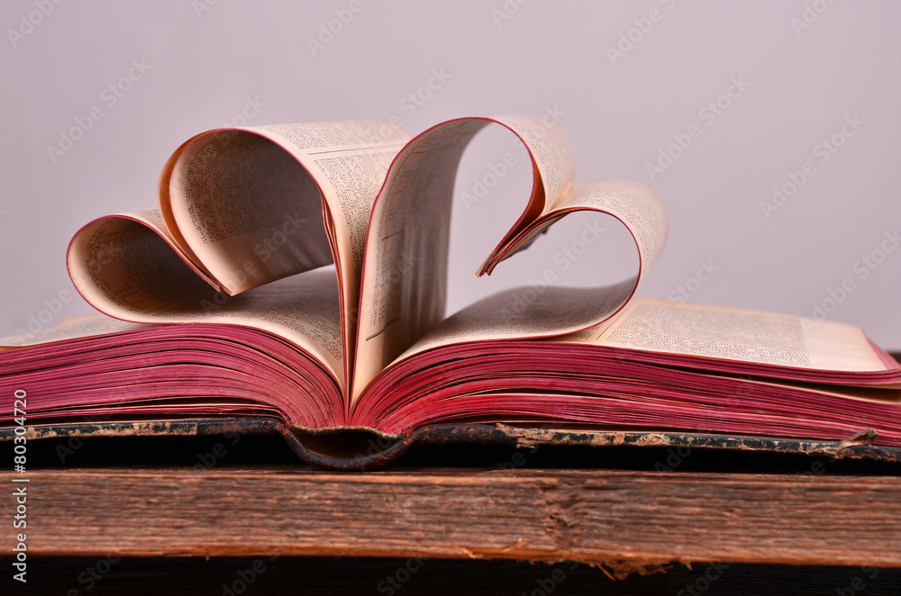 Naklejka premium liebe, buch herz