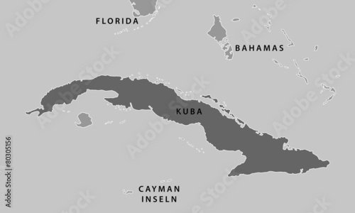 Kuba Karte in Grau