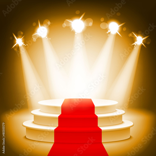 Illuminated stage podium for award ceremony vector illustration