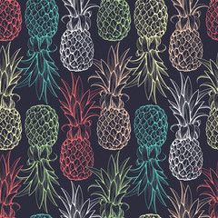 Keuken achterwand Ananas patronen Tropisch ananasmotief in vintage stijl  © tets