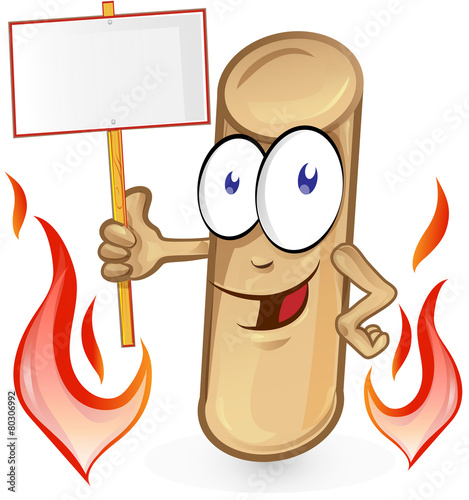 pellet cartoon with signboard  isolated on white background