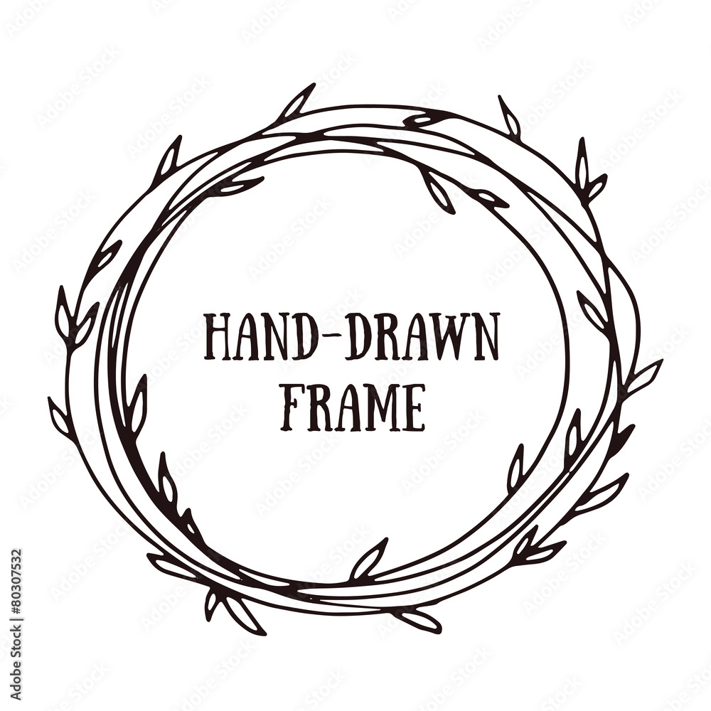 Floral hand-drawn wreath Floral hand-drawn wreath