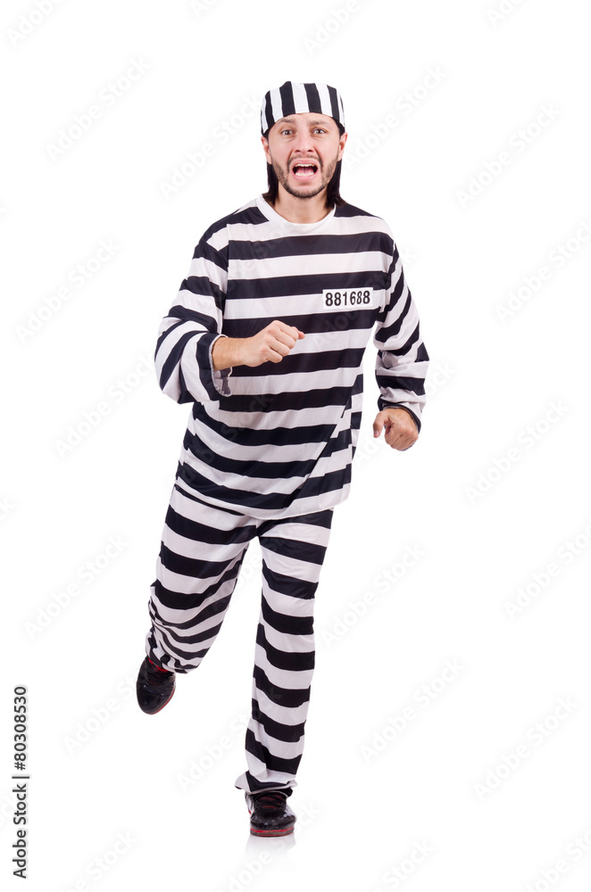 Prison inmate isolated on the white background Prison inmate isolated on the white background