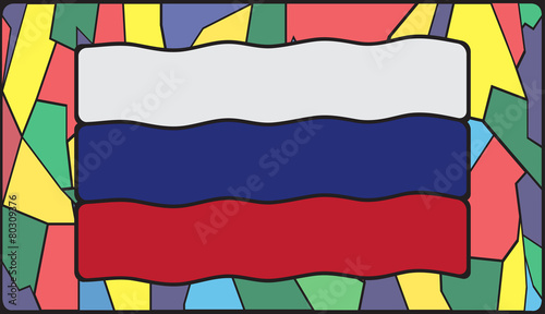 Russia Flag On Stained Glass