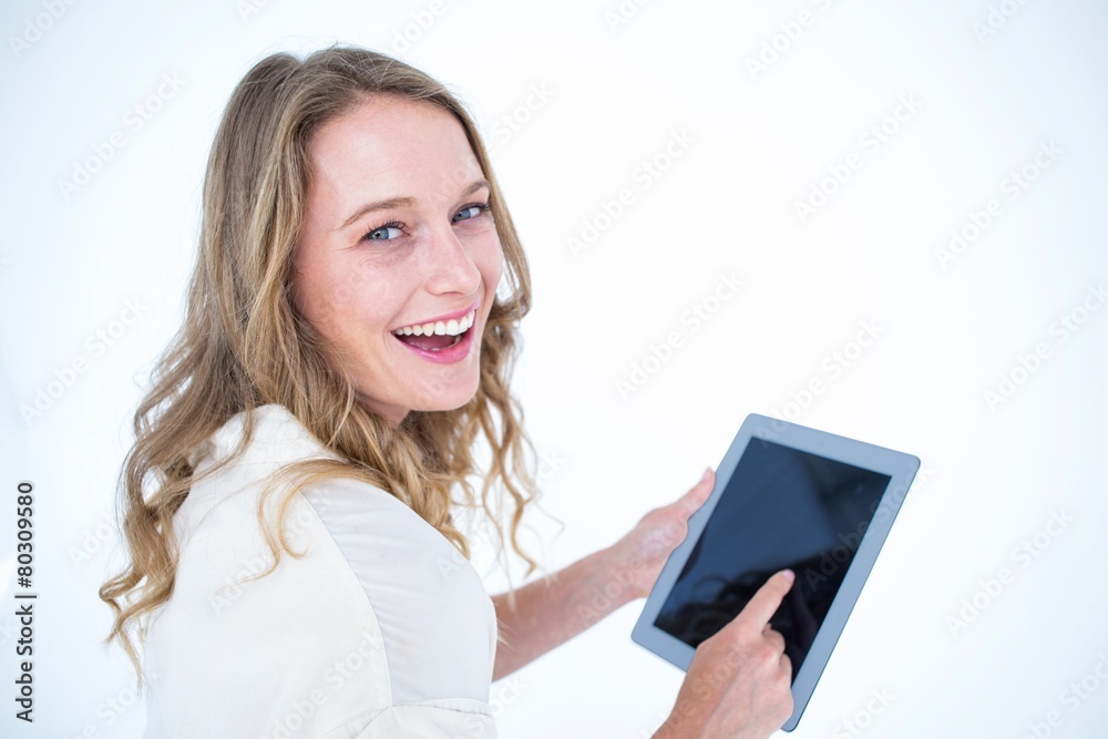 Woman using tablet pc