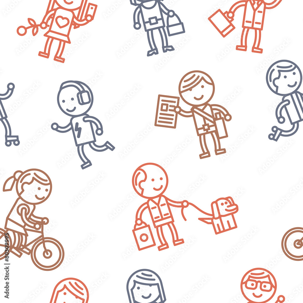 Seamless pattern with people. Vector illustration. Seamless pattern with people. Vector illustration.