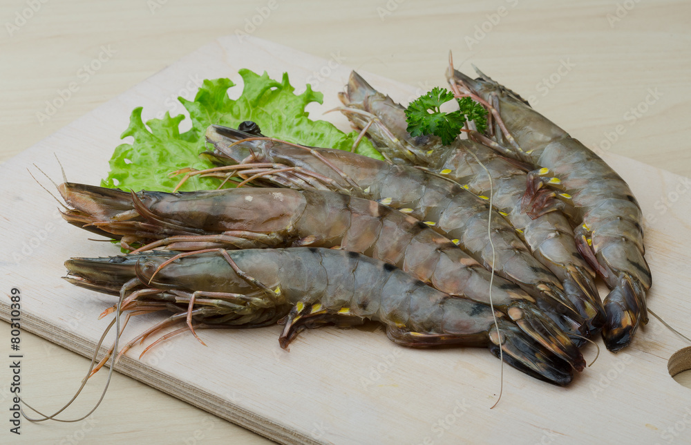 Raw tiger shrimps