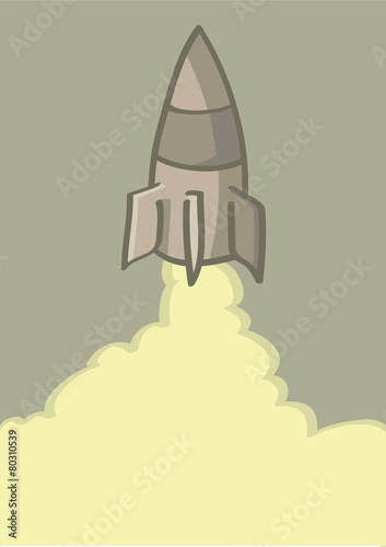 Rocket Launch Vector Cartoon Illustration