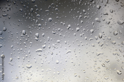 Raindrops on the windshield of the car