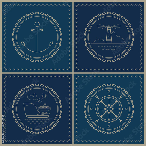Set of marine emblem , vector illustration