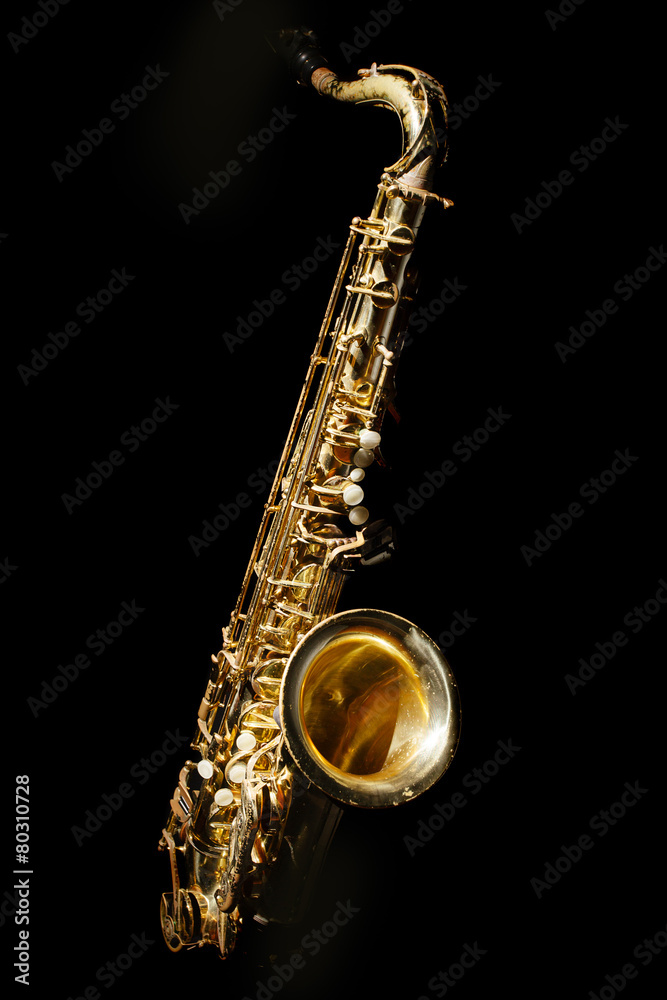 Obraz premium Saxophone isolated on black background