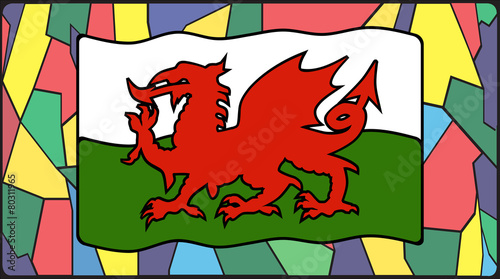 Welsh Flag On Stained Glass