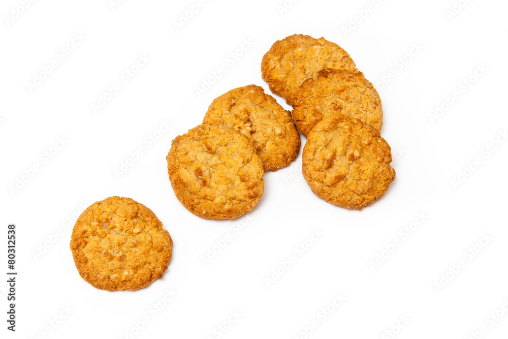Anzac biscuits on a white background. Anzac biscuits on a white background.