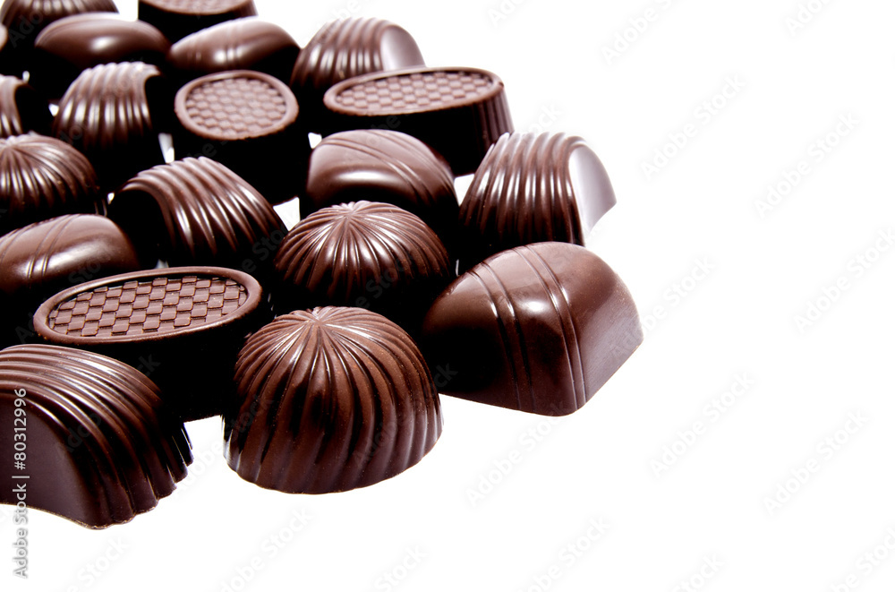 Assortment of chocolate candies isolated on a white Assortment of chocolate candies isolated on a white